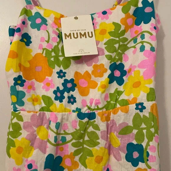 NWT SMYMM Show Me Your Mumu Amalfi Coast Floral Multicolor Linen Blend Dress - Picture 7 of 10